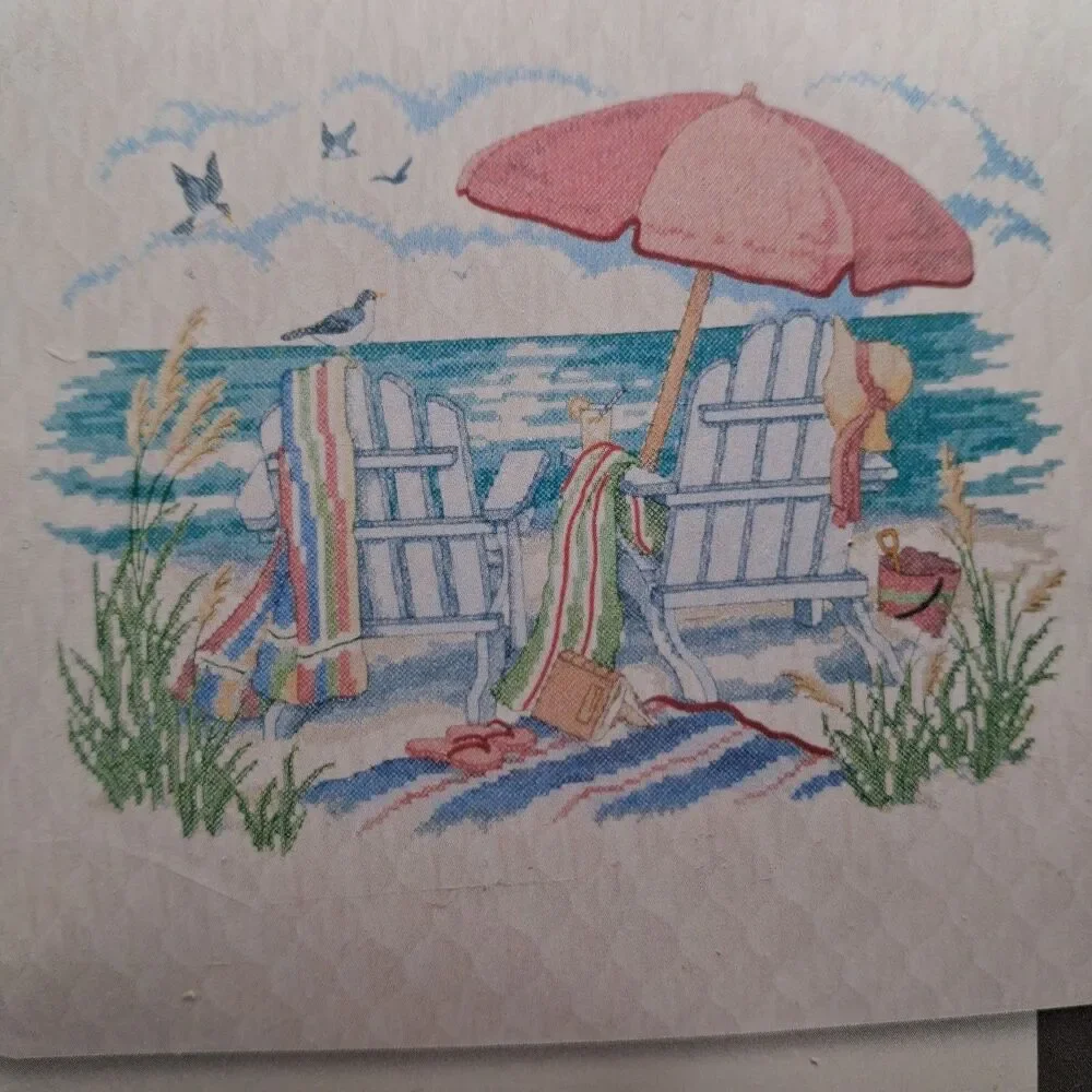 Dimensions Stamped Cross Stitch Quilt Kit At the Beach by Susan Winget 43
